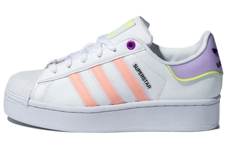 Adidas Originals Superstar Series Bold Low Top Skateboard Shoes Women's White Pink Purple
