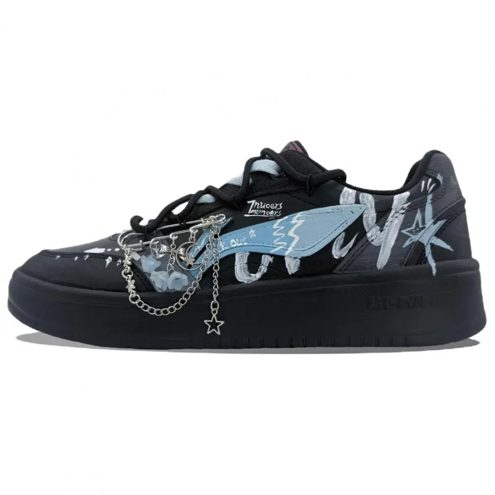 LiNing Yuanbao V3 Abrasion Resistant Shock Absorbers Low top Skateboard Shoes Men's Black Blue