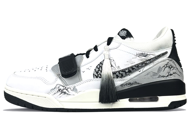 Jordan Legacy 312 Cushioning Anti-Slip And Wear-Resistant Mid-Top Vintage Basketball Shoes Men's Black White