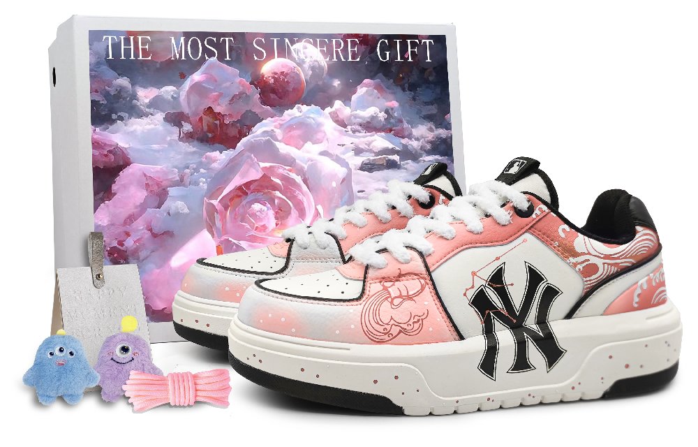 MLB New York Yankees Low-Top Skateboard Shoes Unisex Pink