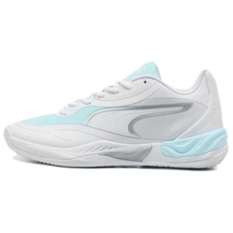 PUMA ALL PRO NITRO 2 Cushioning Low top Basketball Shoes Unisex White Aqua Blue