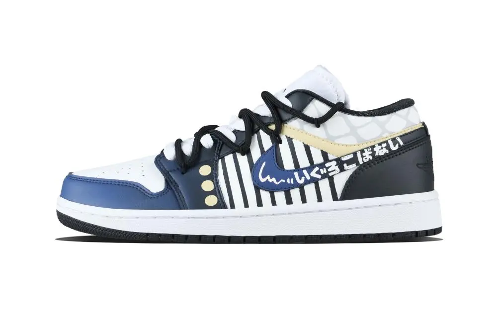 Jordan Air Jordan 1 Obanai Iguro Low top Vintage Basketball Shoes Unisex Blue