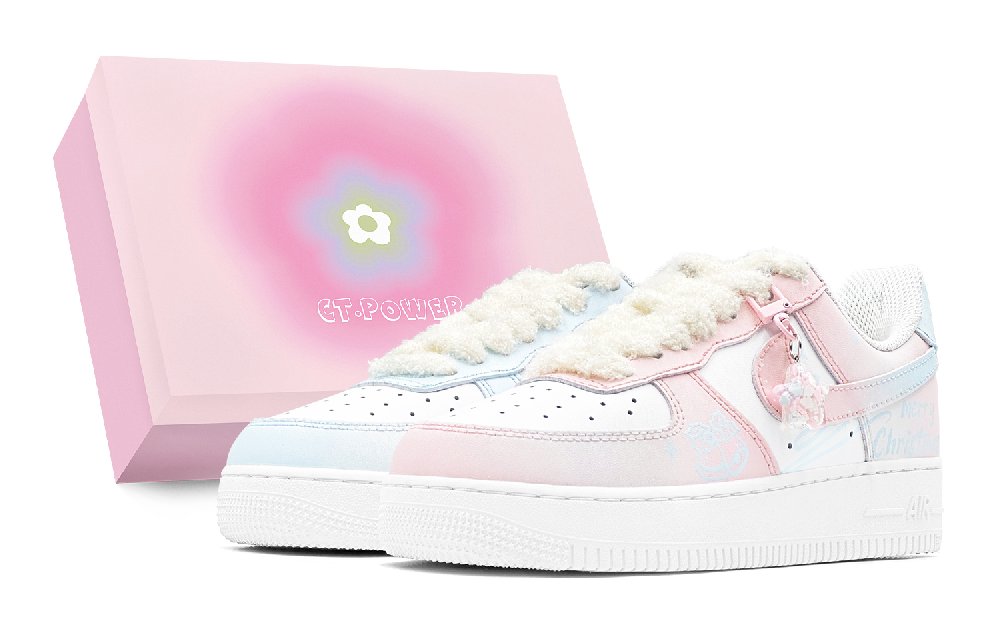 Nike Air Force 1 Anti-Slip Wear-Resistant Low-Top Skateboard Shoes Unisex Blue Pink