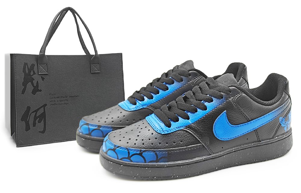 Nike Court Vision Low NN Abrasion Resistant Low Top Skateboard Shoes Unisex Black Blue