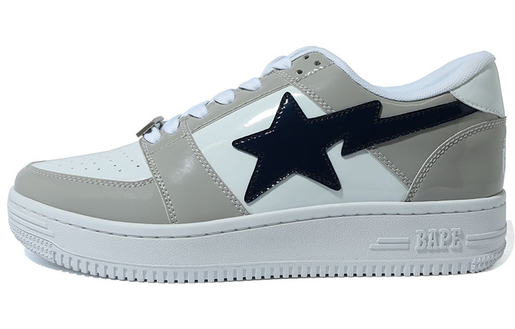 A BATHING APE STA Low Stylish Skateboarding Shoes Men's White Gray