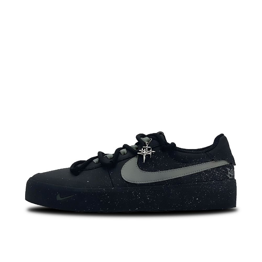 Nike Court Shot Gray Star Feather Abrasion Resistant Low Top Skateboard Shoes Men's Black Gray