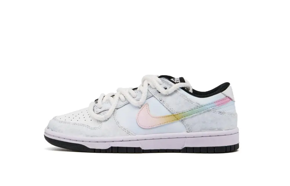 Nike Dunk Abrasion Resistant Low top Skateboard Shoes Unisex White Gray