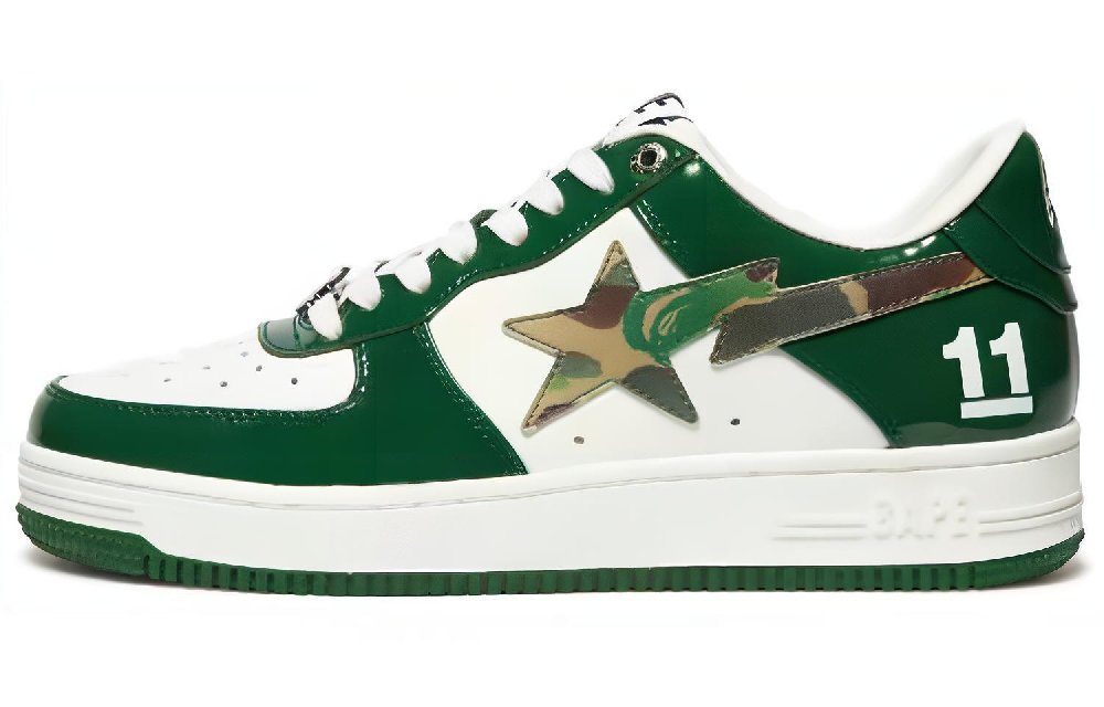 A BATHING APE STA Stylish Skateboarding Shoes Men's White Green