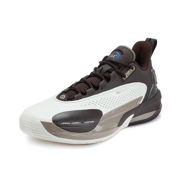361° Abrasion Resistant Shock Absorbers Low top Basketball Shoes Men's White Brown