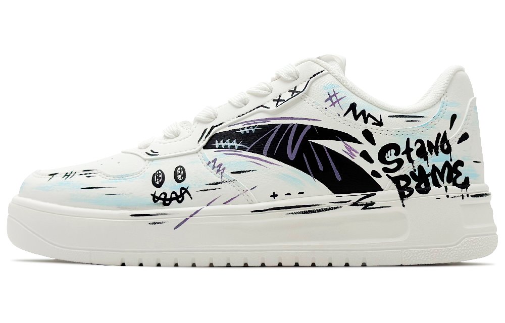 Anta Relaxed Abrasion Resistant Shock Absorbers With Slip Resistant Features Low Top Skateboard Shoes Men's White Blue