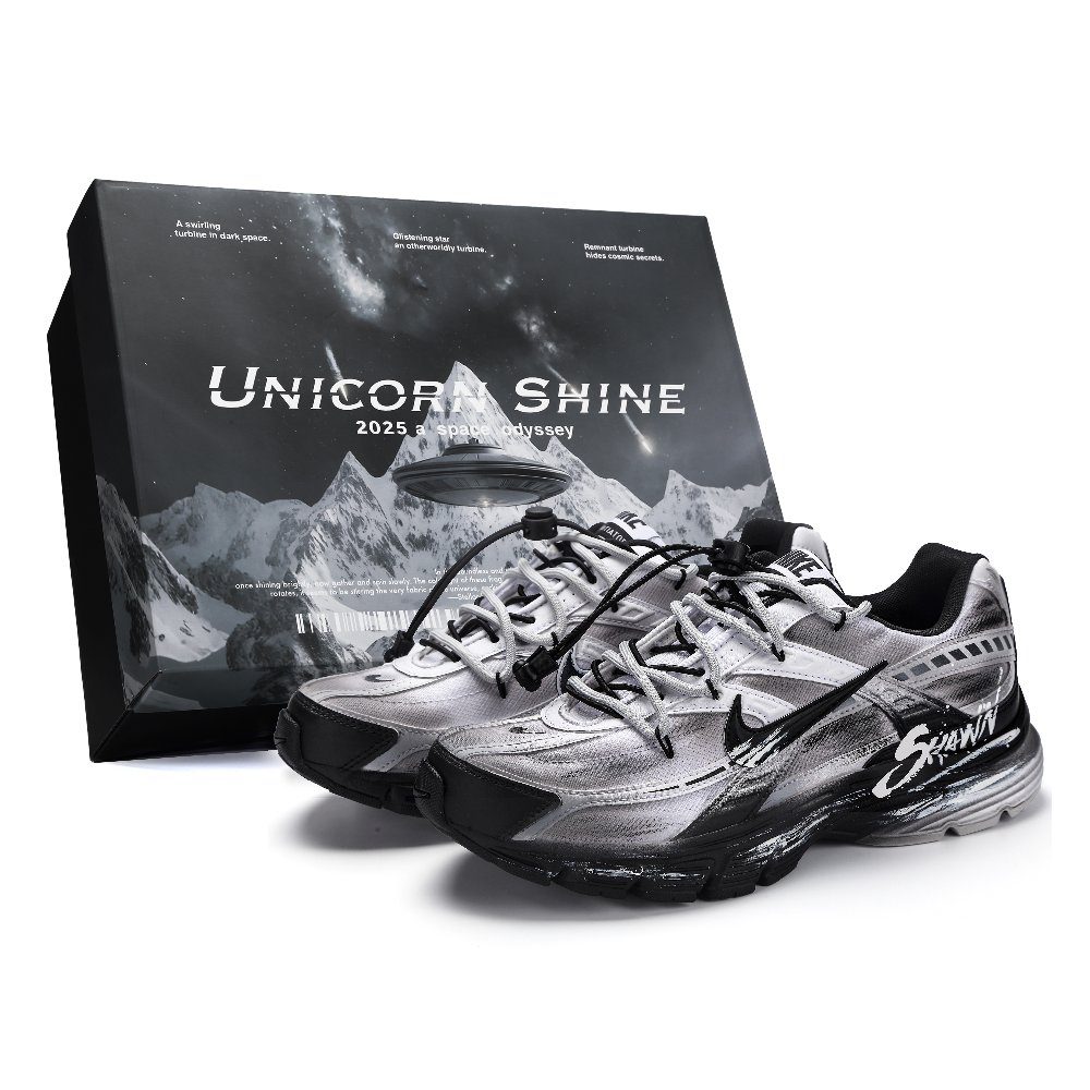 Nike Initiator Abrasion Resistant Low Top Running Shoes Men's Black White Gray