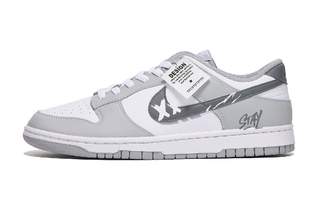 Nike Dunk Coverage Abrasion Resistant Low Top Skateboard Shoes Unisex Light Gray