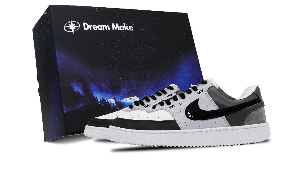 Nike Court Vision Slip-Resistant Low-Top Skateboard Shoes Men's Black