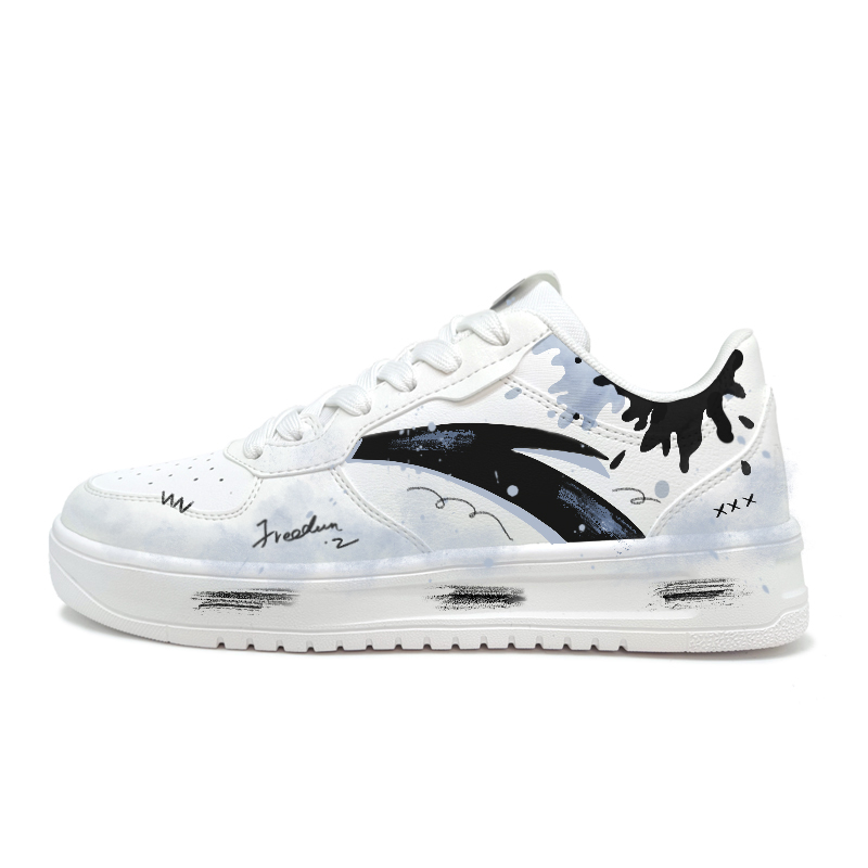 Anta Relaxed Wear resistant And Lightweight Low Top Skateboard Shoes Unisex Black White Blue