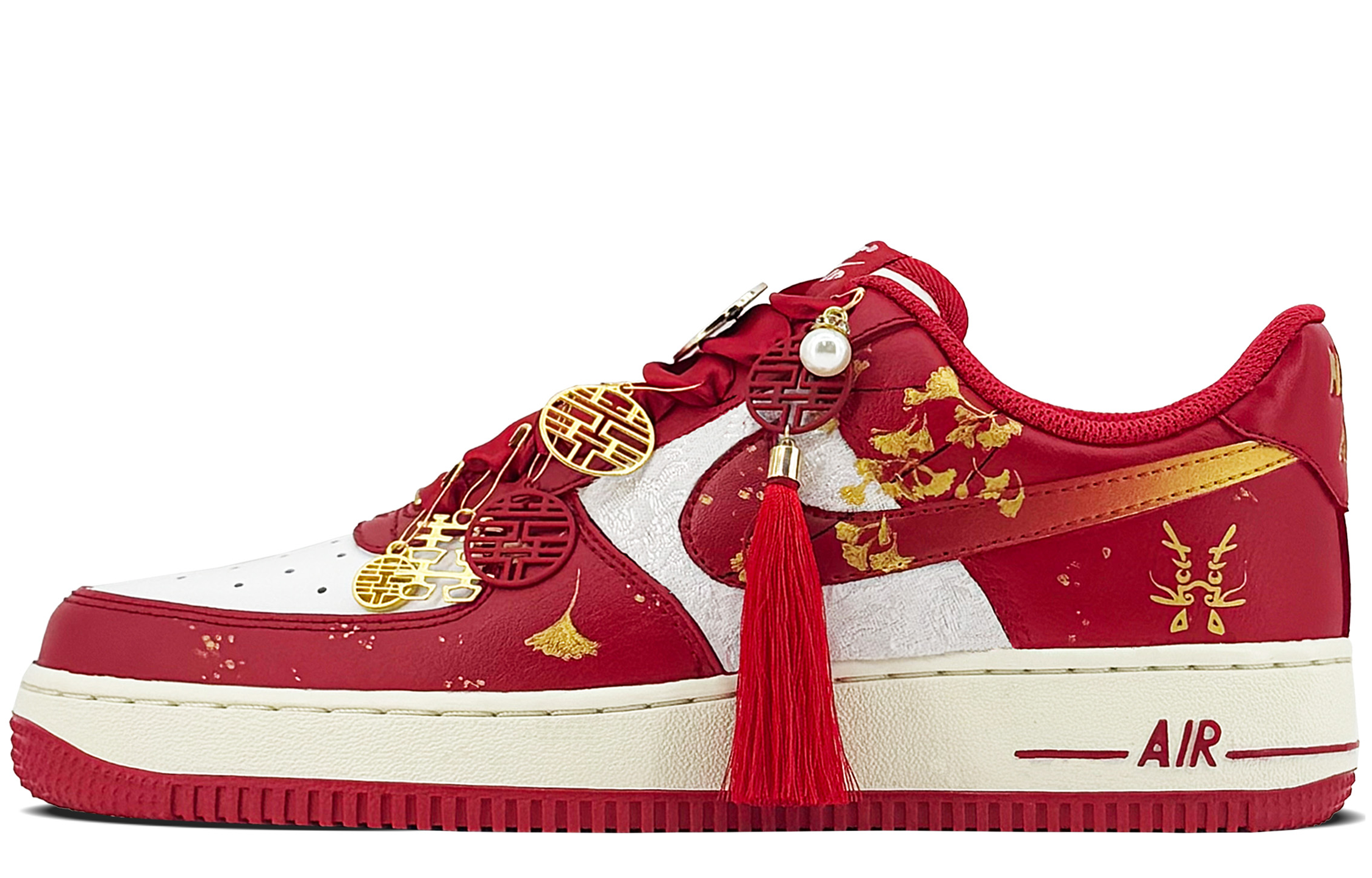 Nike Air Force 1 Low-Top Skateboard Shoes Unisex White Red
