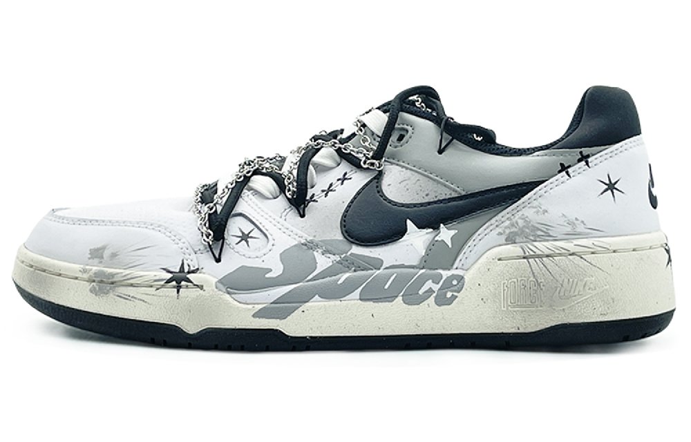 Nike Full Force Low Abrasion-Resistant Slip-Resistant Low-Top Skateboard Shoes Men's White Black