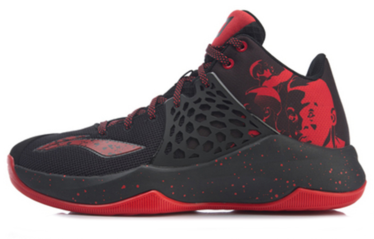 LiNing SONIC 7 TD Durable Breathable Mid-Top Basketball Shoes Men's Black Red