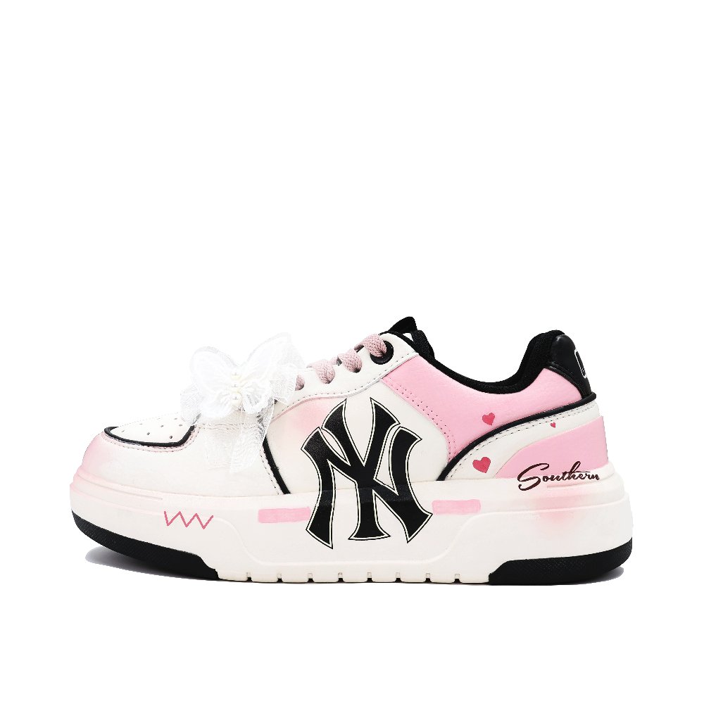 MLB Chunky Liner Skateboard Shoes Unisex Low-Top White Pink