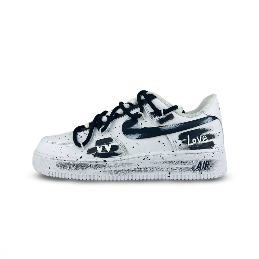 Nike Air Force 1 Love Graffiti Abrasion Resistant Low Top Skateboard Shoes Unisex Black White