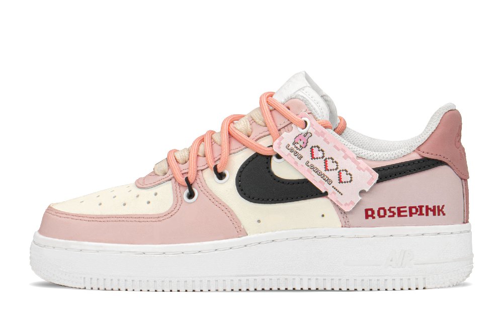 Nike Air Force 1 Low Top Skateboard Shoes Women's Pink Beige