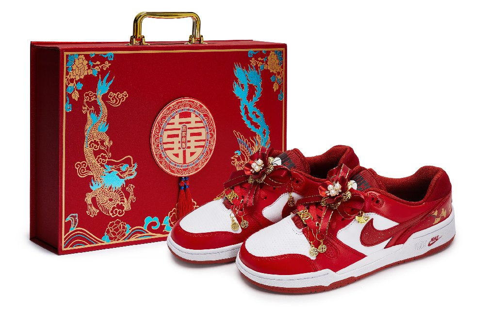 Nike Full Force Skateboard Shoes Unisex Low Top Red/White/Gold/Beige/Yellow
