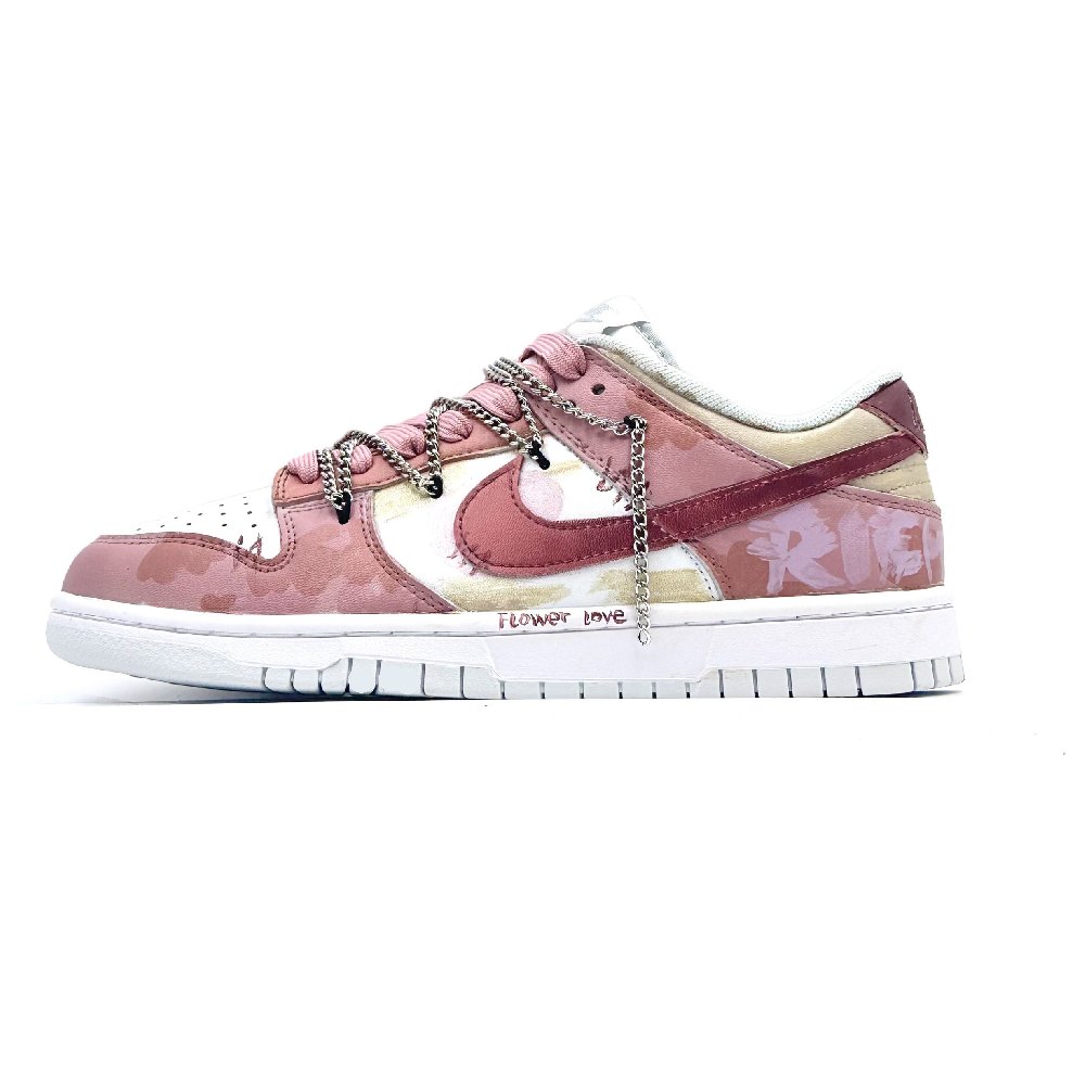 Nike Dunk Slip-Resistant Cushioning Wear-Resistant Low-Top Skateboard Shoes Unisex Pink White