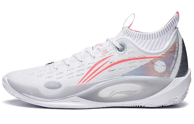 LiNing 808 2 ULTRA Ultra Cushioning Anti-Slip And Wear-Resistant High-Top Performance Basketball Shoes White Gray Red