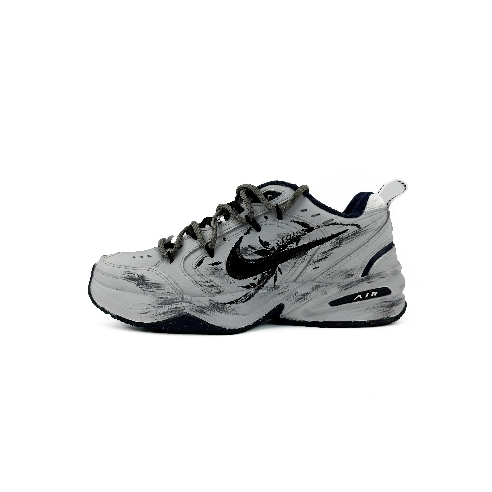 Nike Air Monarch 4 Zhuo Yu Abrasion Resistant Low Top Chunky Sneakers Unisex Black Gray