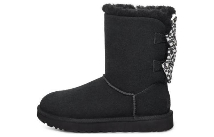UGG Checkered Bow Snow Boots 'Black' Women's