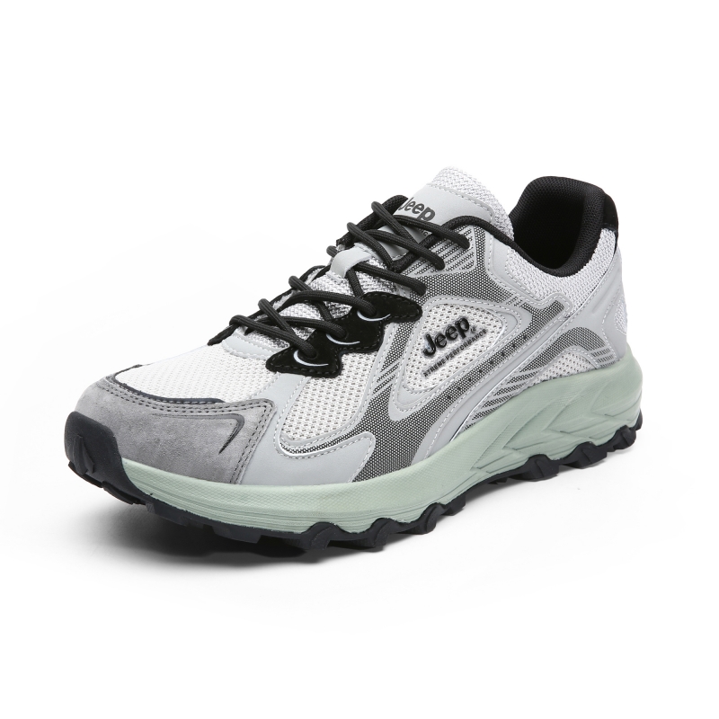 Jeep Cushioned Wear-Resistant Height Increasing Low-Top Casual Running Shoes Unisex Gray Green