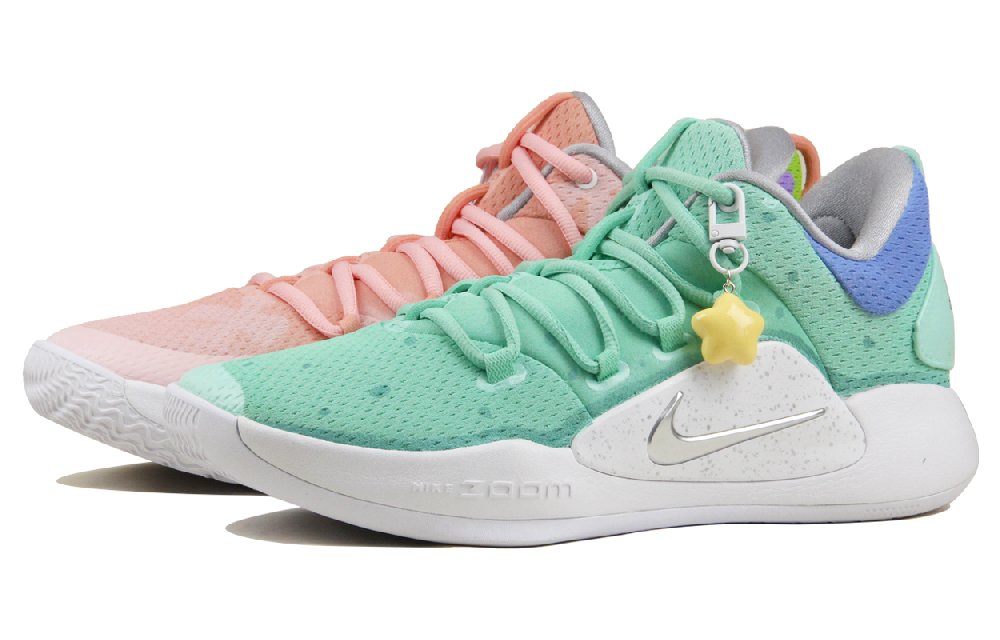 Nike Hyperdunk X Cushioning, Wear Resistant Low Top Basketball Shoes Men's White Pink Green