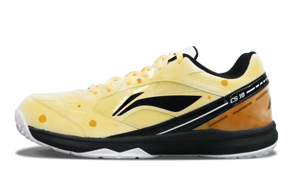 LiNing CS 19 Slip Resistant, Abrasion Resistant, Breathable Low top Badminton Shoes Men's Yellow