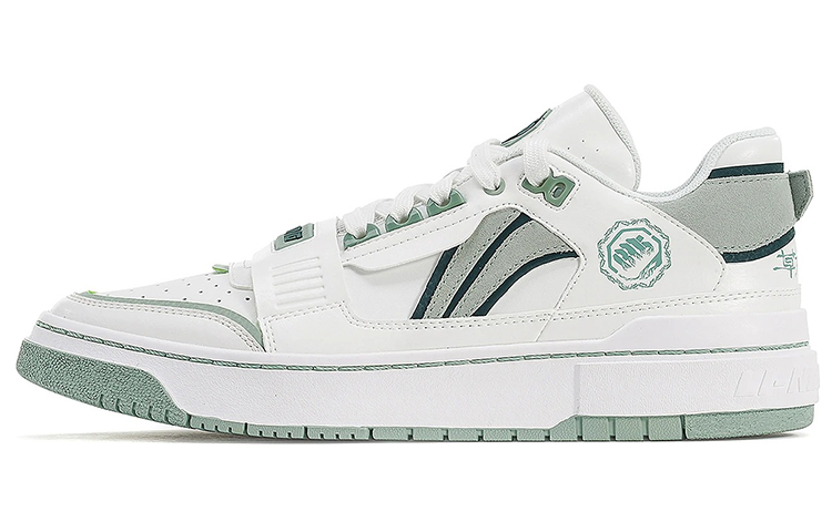 LiNing Rookie Wear-resistant And Lightweight Low-Top Skateboard Shoes Women's Beige White Green