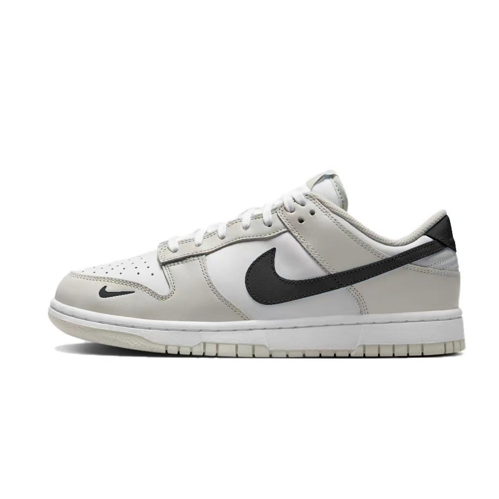 Nike Dunk Anti-Slip Wear-Resistant Low-Top Skateboard Shoes Women's Gray Black White