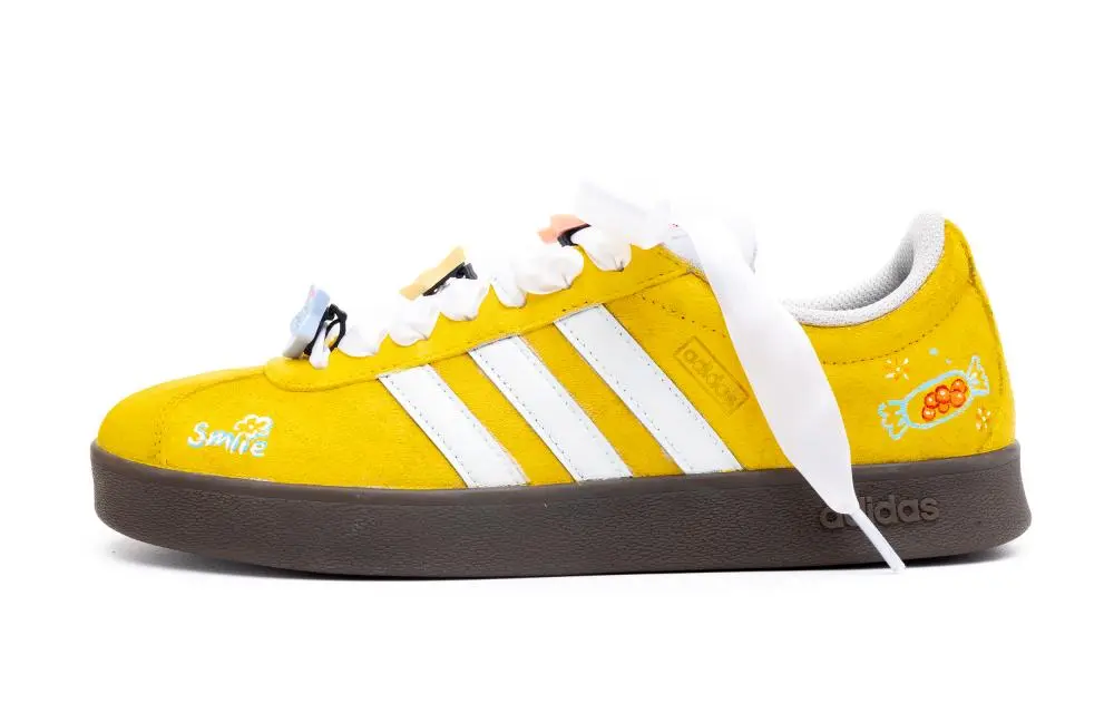 Adidas VL COURT 2.0 Lemon Milk Candies Abrasion Resistant Low top Skateboard Shoes Unisex Yellow