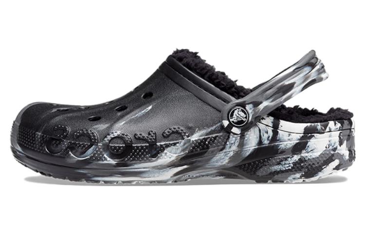 Crocs Baya Lined Marbled Clogs 'Black Silver'