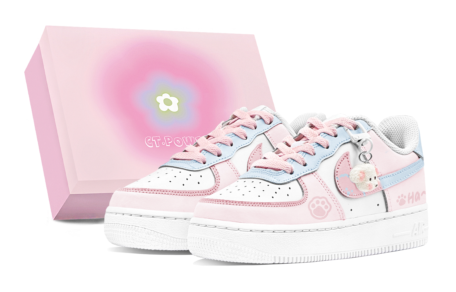 Nike Air Force 1 Air Force 1, Couple's Abrasion Resistant Low top Skateboard Shoes Women's Blue Pink