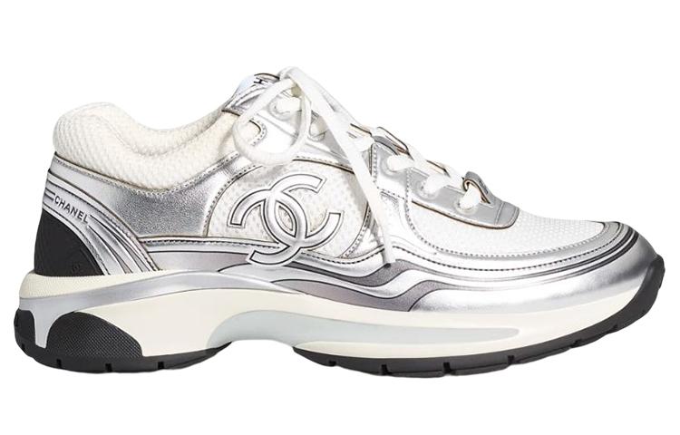 CHANEL CC Logo Sneaker 'White Silver' Men's