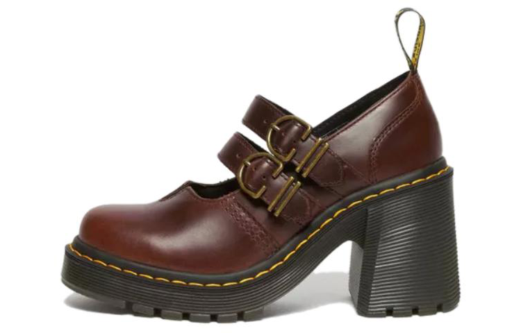 Dr.Martens Chunky Heel Mary Jane Shoes Women's Dark Brown