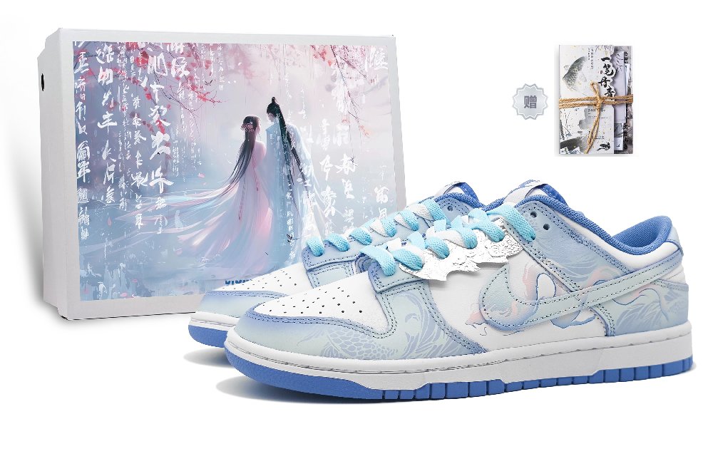 Nike Dunk Skateboard Shoes Unisex Low Top White Blue
