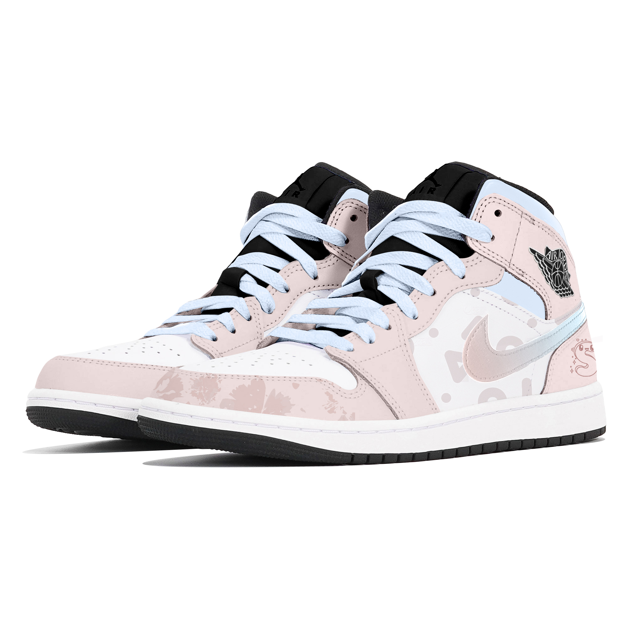 Jordan Air Jordan 1 Abrasion-Resistant Mid-Top Vintage Basketball Shoes Unisex White Pink купить в интернет-магазине Yoocart с быстрой доставкой по России.