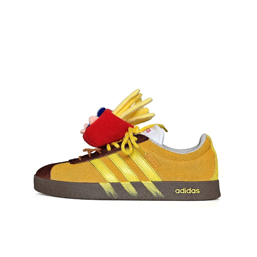 Adidas VL COURT 2.0 Abrasion Resistant Low Top Skateboard Shoes Unisex Yellow Brown