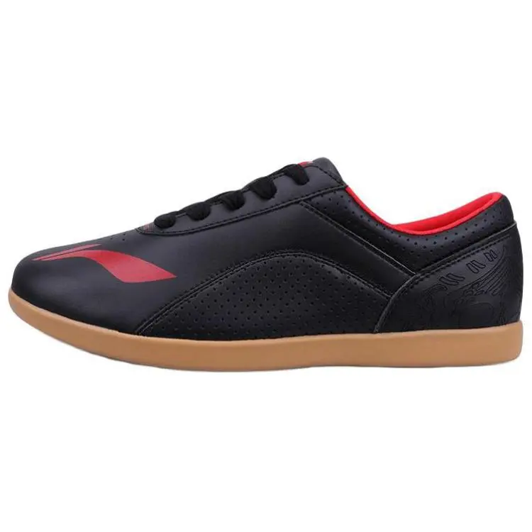 LiNing Tai Chi Abrasion Resistant Breathable Low top Training Shoes Unisex Black Red