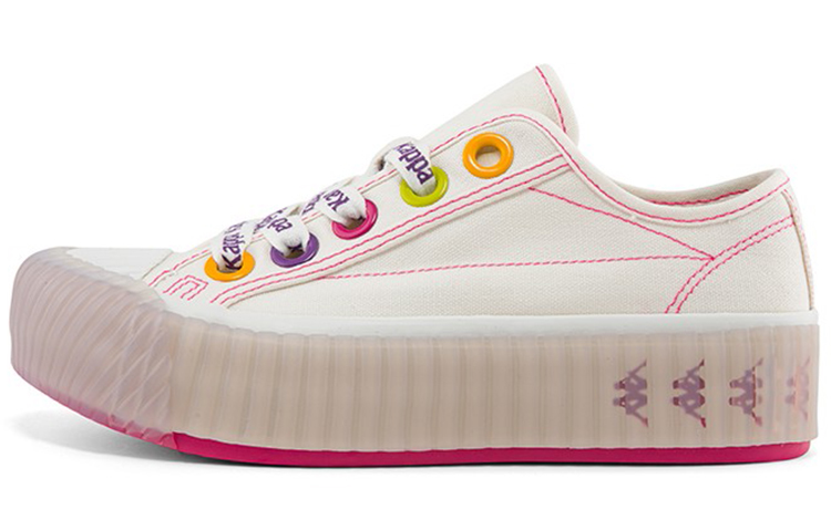 Kappa Abrasion Resistant Low Top Skateboard Shoes Women's White Red