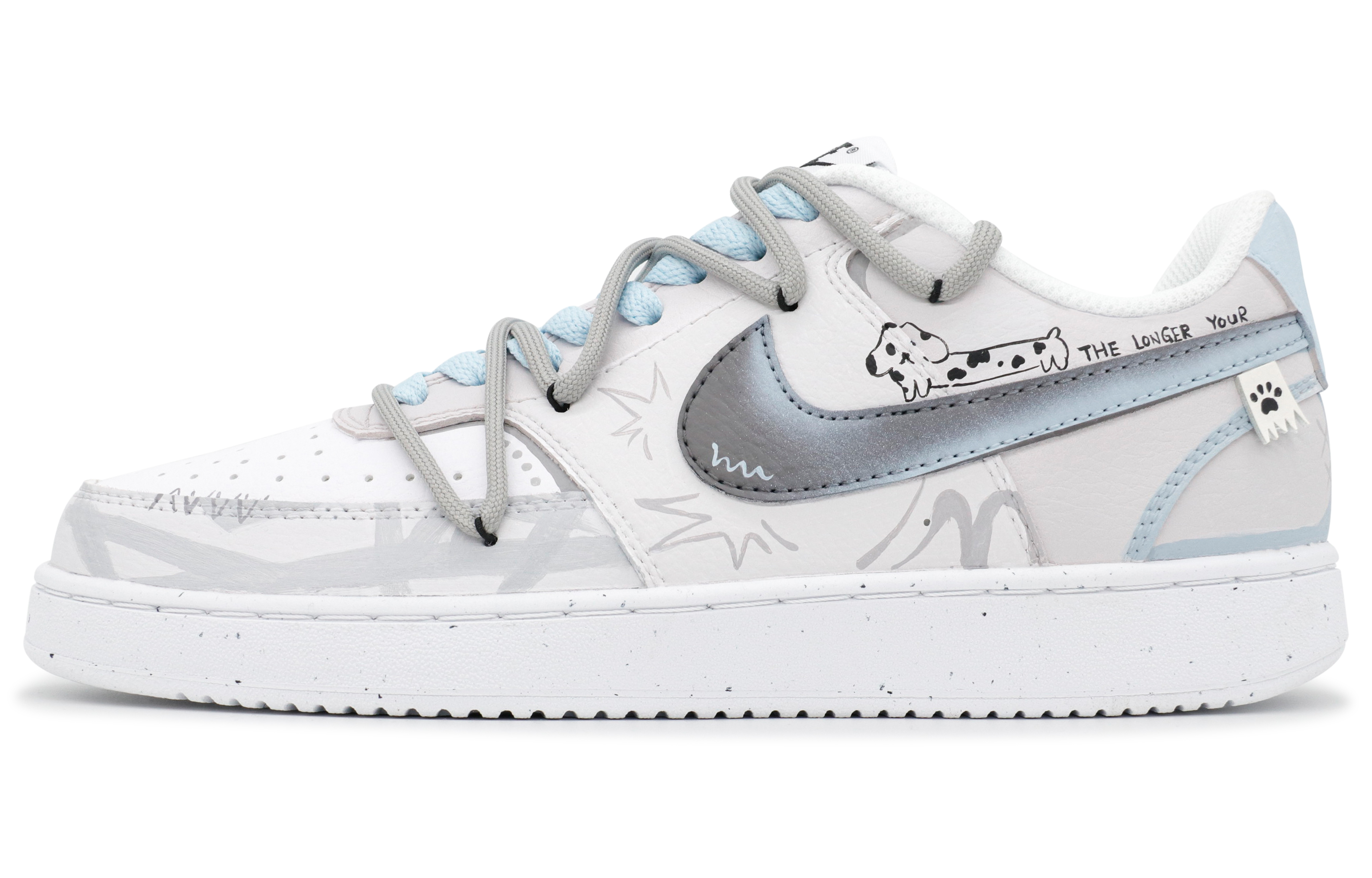 Nike Court Vision 1 Heart Box & Cute Puppy Bus Slip Resistant Cushioning Low Top Skateboard Shoes Men's White Gray купить в интернет-магазине Yoocart с быстрой доставкой по России.