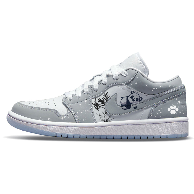 Jordan Air Jordan 1 Wear-Resistant Slip-Resistant Low-Top Vintage Basketball Shoes Women's Gray White