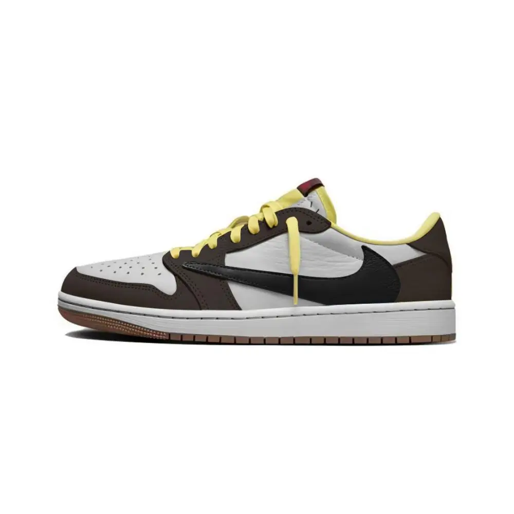 Travis Scott X Jordan Air Jordan 1 Vintage Basketball Shoes Unisex Low top Brown/Black/White