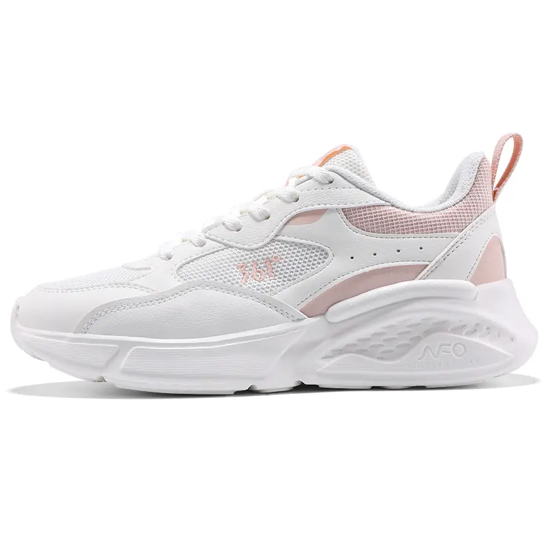 361° Cushioning Coverage Lightweight Low-Top Sprint Running Shoes Women's White Pink
