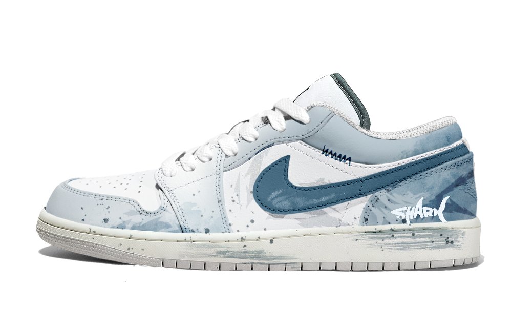 Jordan Air Jordan 1 Abrasion Resistant Low Top Vintage Basketball Shoes Unisex Sky Blue