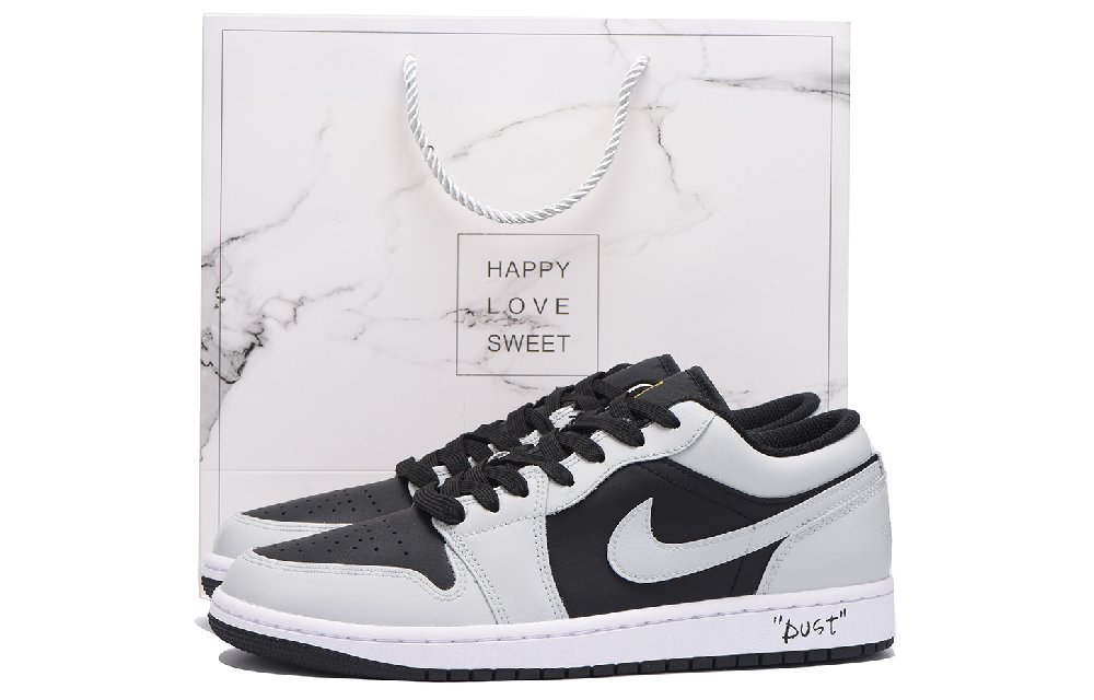 Jordan Air Jordan 1 Anti-Slip And Wear-Resistant Coverage Low-Top Vintage Basketball Shoes Unisex Black Gray